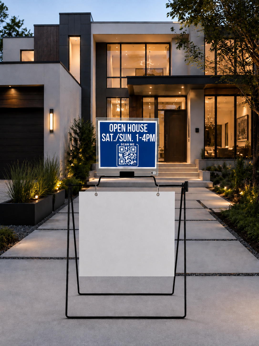 Sign Rider Attachment for Swinging A-Frame Open House Signs with Center Clamp Holder