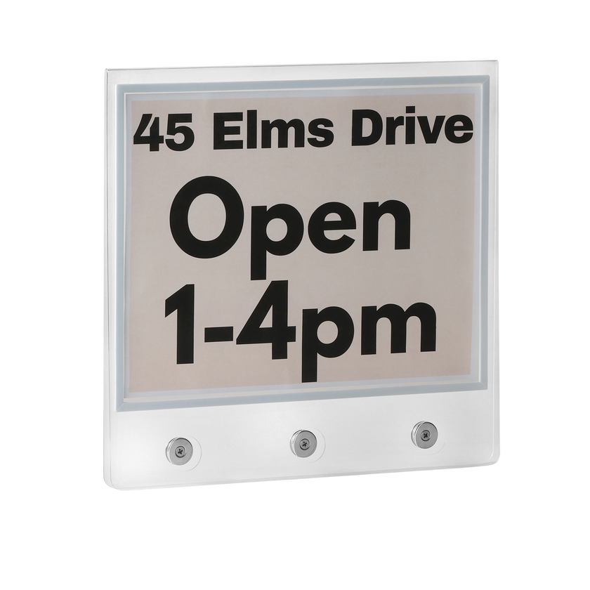 Real Estate Acrylic Sign Rider- for Sign Post Triple Magnet with Self-Adhesive Metal Flat Plate