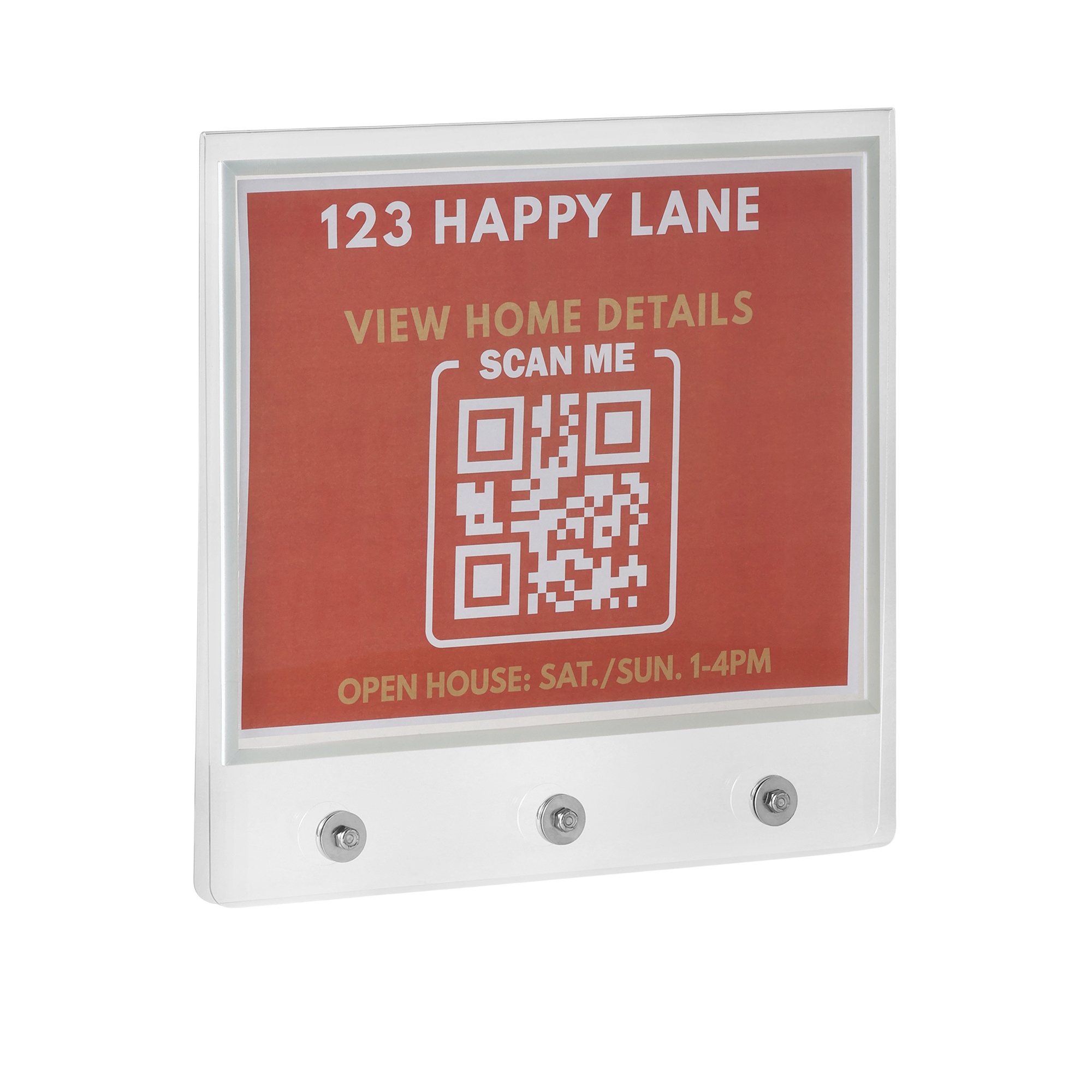 Real Estate Acrylic Sign Rider- for Sign Post Triple Magnet with Self-Adhesive Metal Flat Plate