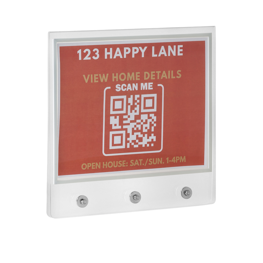 Real Estate Acrylic Sign Rider- for Sign Post Triple Magnet with Self-Adhesive Metal Flat Plate