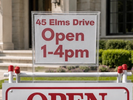 Real Estate Acrylic Sign Rider- Triple Magnet with Self-Adhesive Metal Angle Plate for Generic Open House Signs