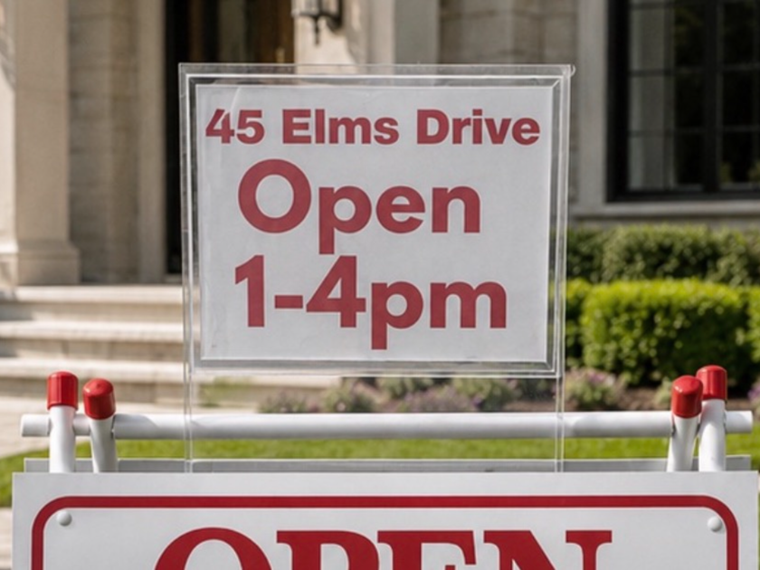 Real Estate Acrylic Sign Rider- Triple Magnet with Self-Adhesive Metal Angle Plate for Generic Open House Signs
