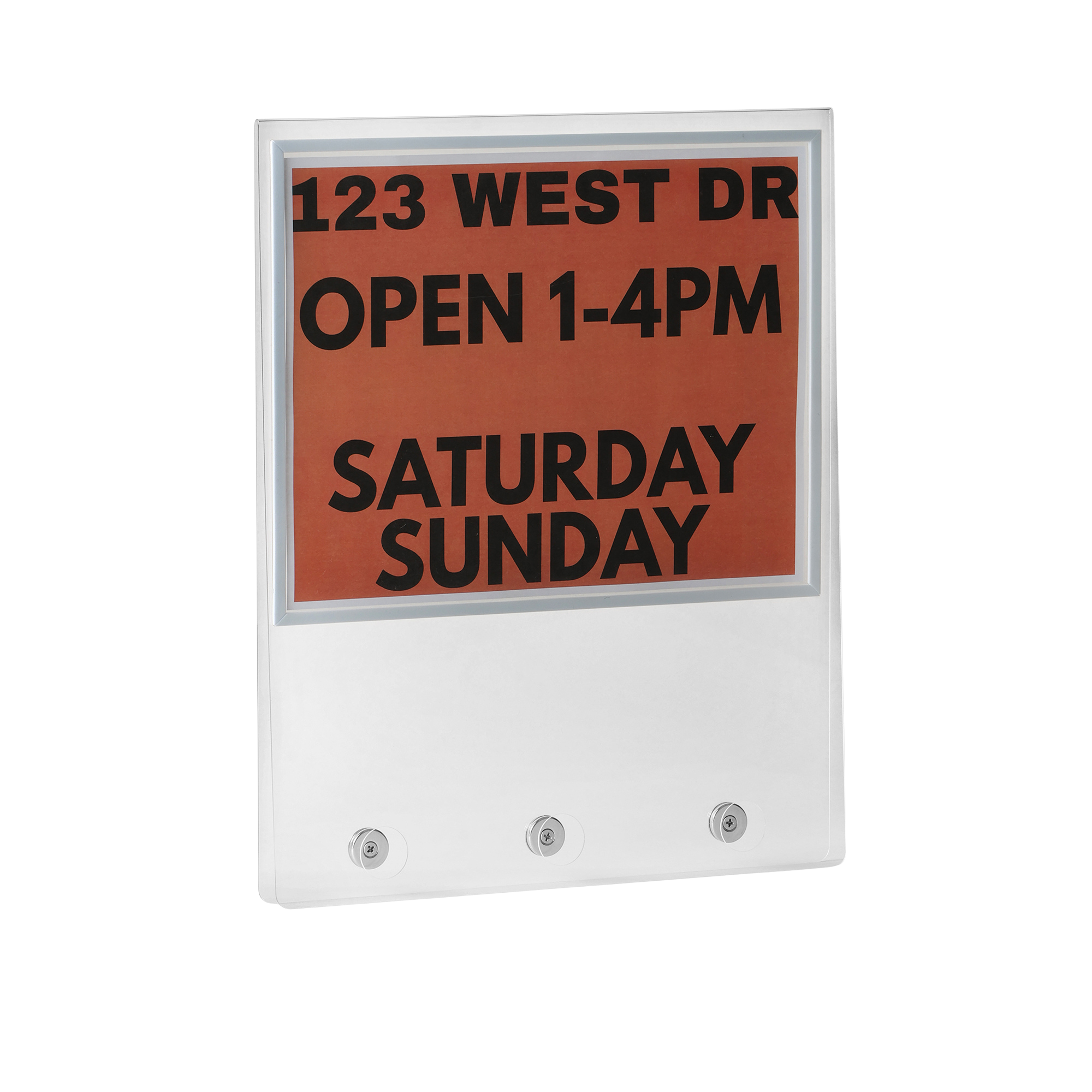 Real Estate Acrylic Sign Rider- Triple Magnet with Self-Adhesive Metal Angle Plate for Generic Open House Signs